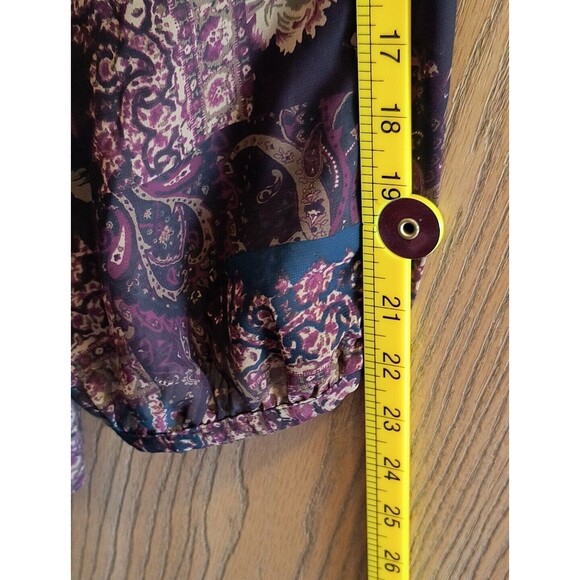 Chaps Women's Peasant Blouse Plus 2X Floral Chiffon Sheer 3/4 Sleeve Boho - Picture 6 of 6